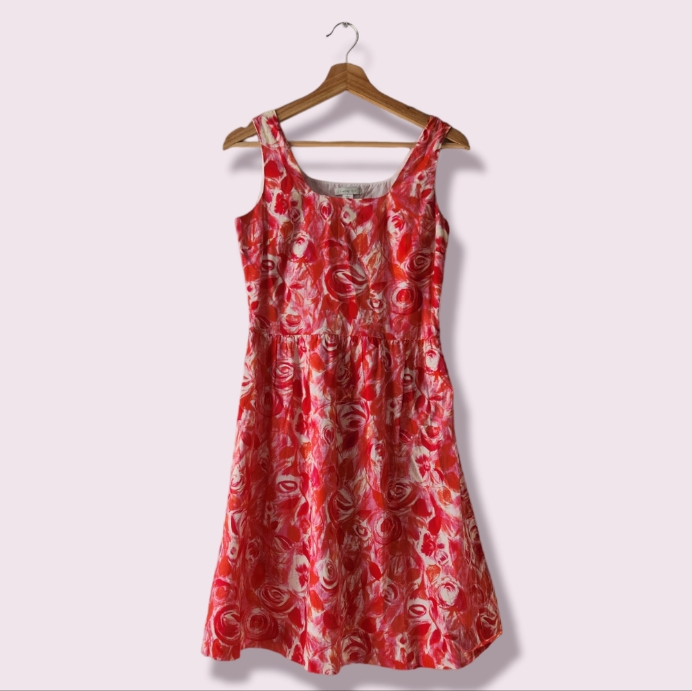 Garnet Hill Cotton Sleeveless Floral Dress 4